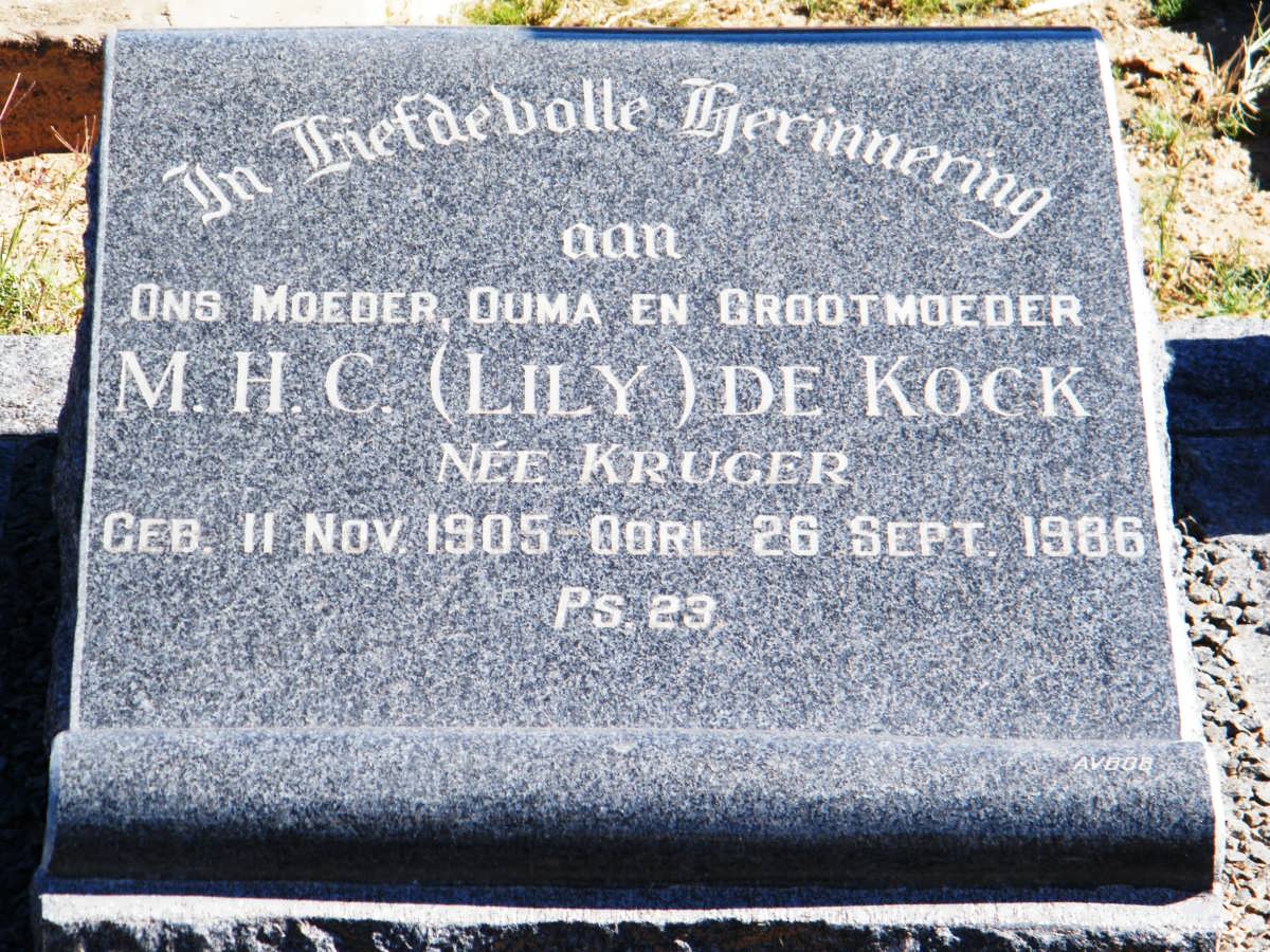 KOCK M.H.C., de nee KRUGER 1905-1986