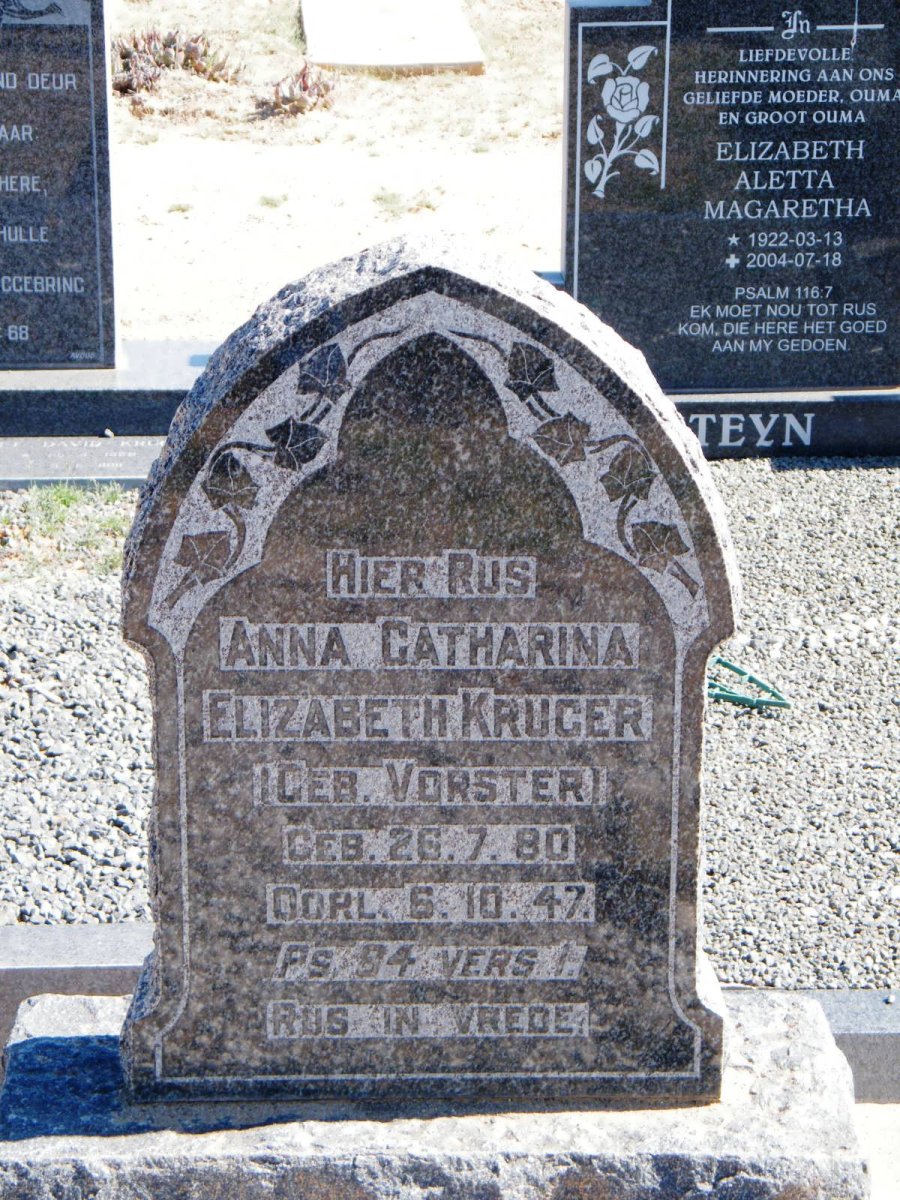 KRUGER Anna Catharina Elizabeth nee VORSTER 1880-1947