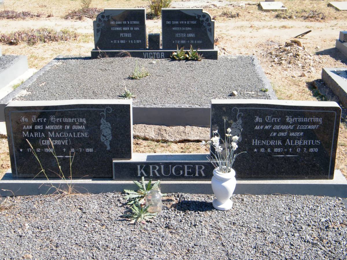 KRUGER Hendrik Albertus 1897-1970 &amp; Maria Magdalene GROVÉ 1908-1981