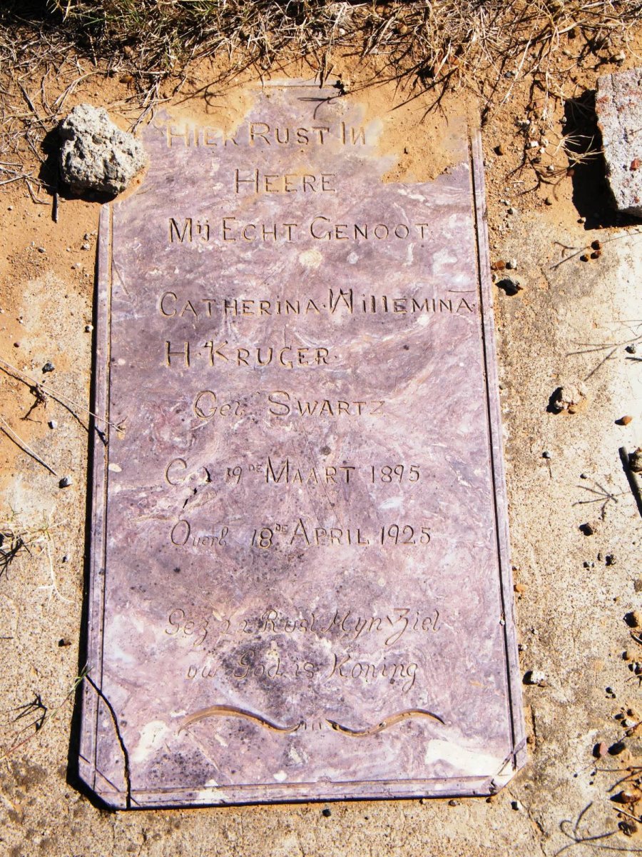 KRUGER Catherina Willemina H. nee SWARTZ 1895-1925