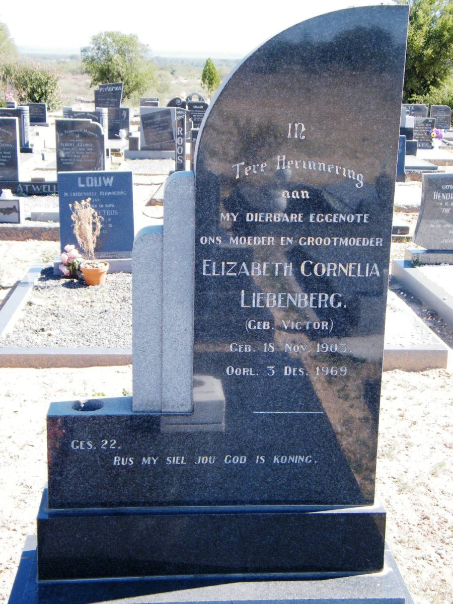 LIEBENBERG Elizabeth Cornelia nee VICTOR 1903-1969