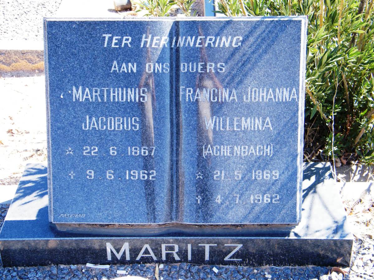 MARITZ Marthunis Jacobus 1867-1962 &amp; Francina Johanna Willemina ACHENBACH 1869-1962