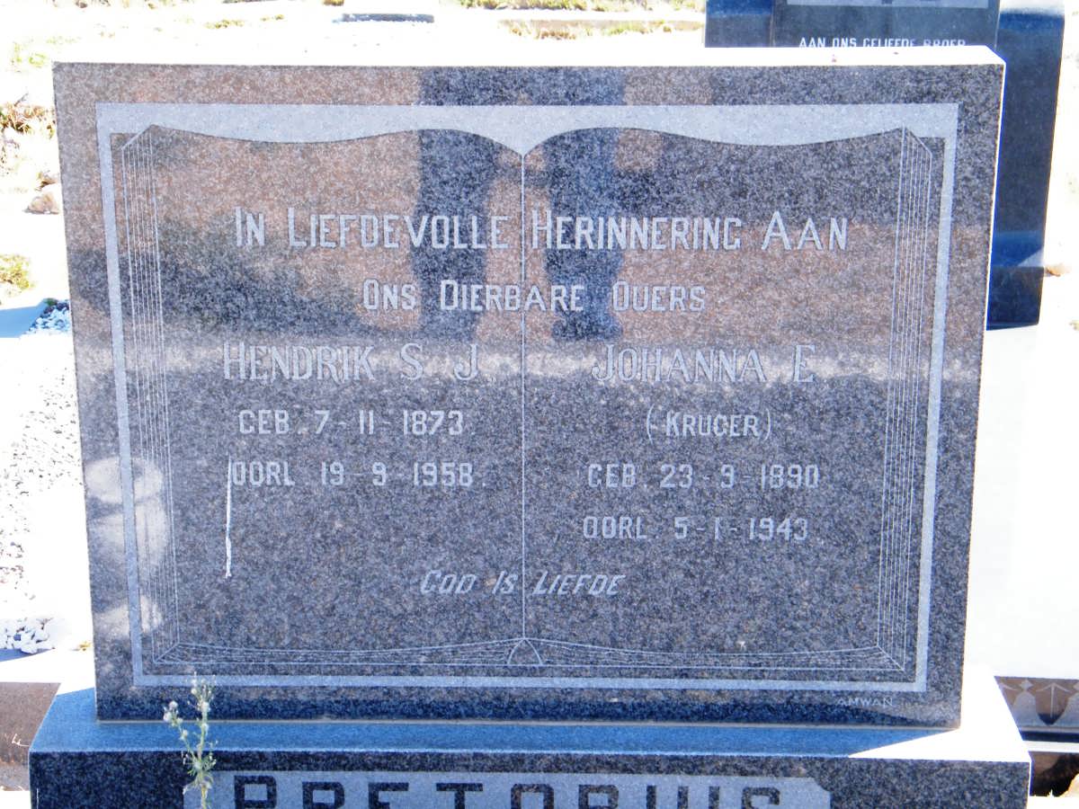 PRETORIUS Hendrik S.J. 1873-1958 &amp; Johanna E KRUGER 1890-1943