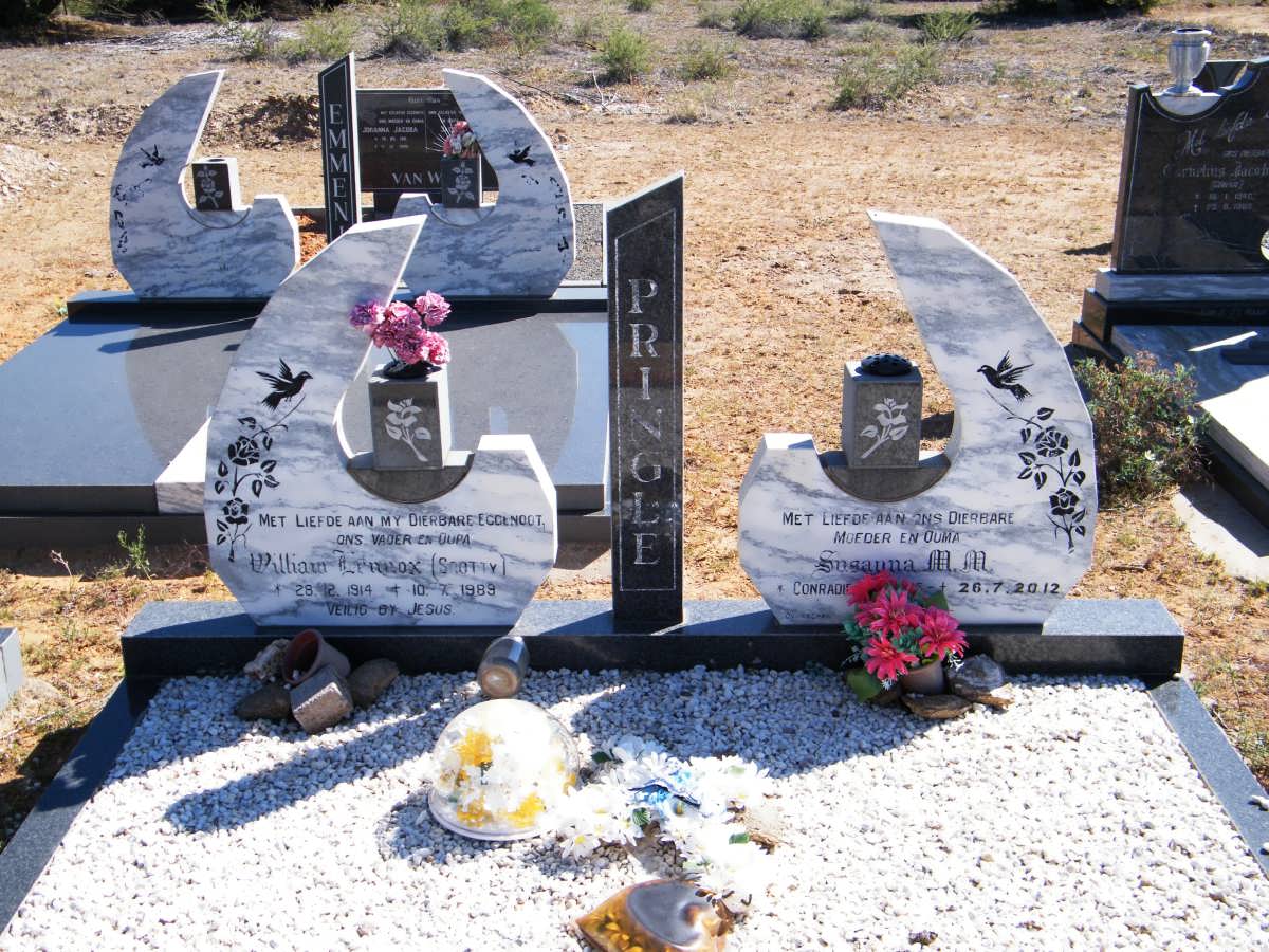 PRINGLE William Lennox 1914-1989 &amp; Susanna M.M. CONRADIE ?-2012