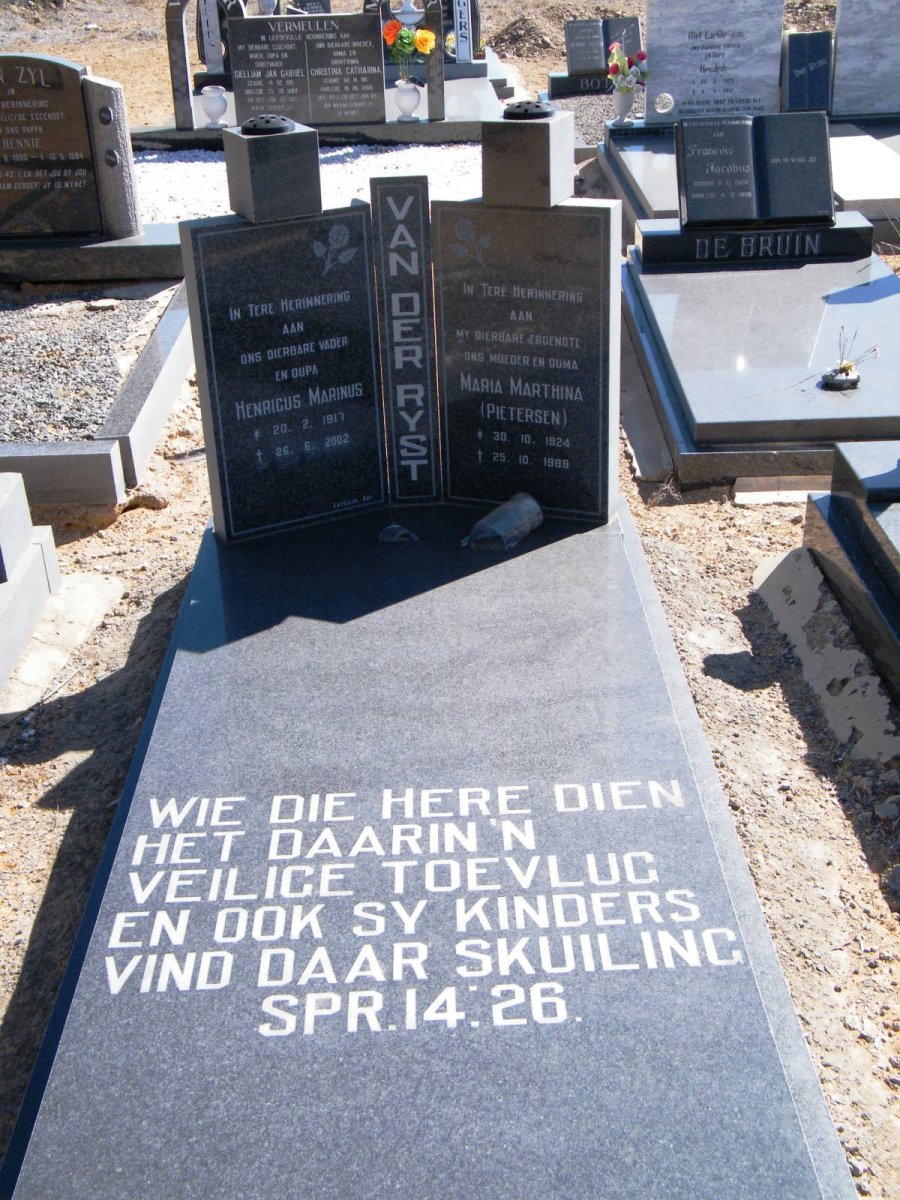 RYST Henrigus Marinus, van der 1917-2002 &amp; Maria Marthina PIETERSEN 1924-1999