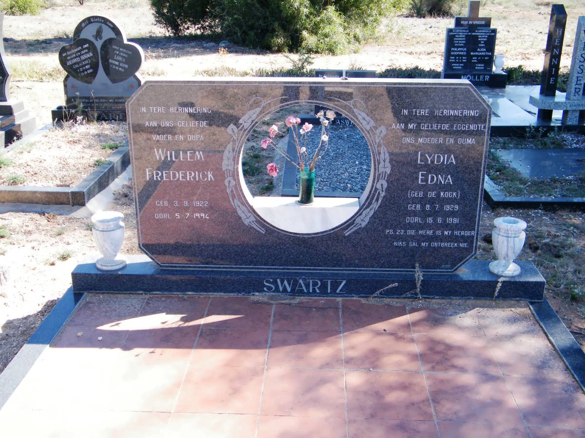 SWARTZ Willem Frederick 1922-1994 &amp; Lydia DE KOCK 1929-1991
