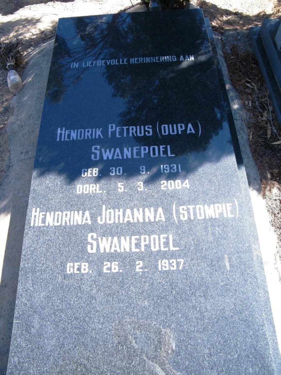 SWANEPOEL Hendrik Petrus 1931-2004 &amp; Hendrina Johanna 1937-
