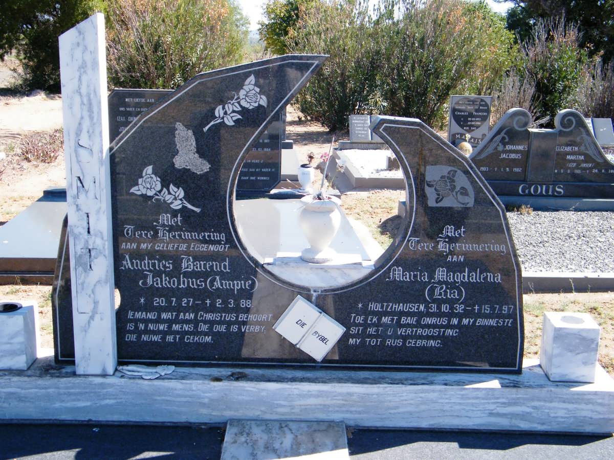 SMIT Andries Barend Jakobus 1927-1988 Marie Magdalena HOLTZHAUSEN 1932-1997