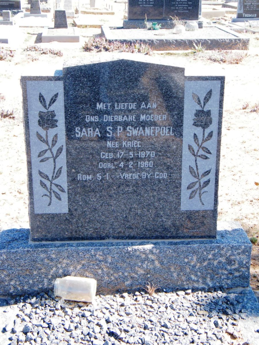 SWANEPOEL Sara S.P. nee KRIEL 1870-1960
