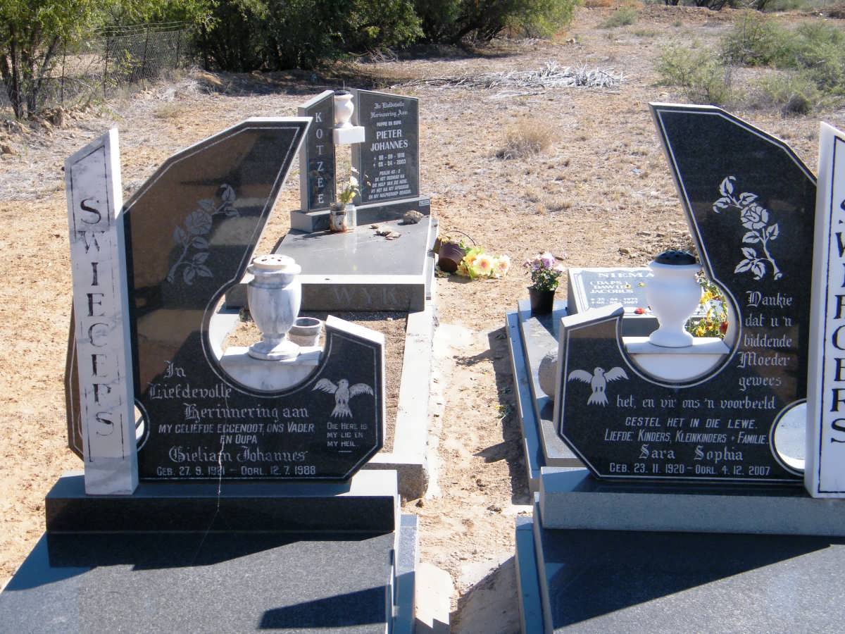 SWIEGERS Gielian Johannes 1931-1988 &amp; Sara Sophia 1920-2007