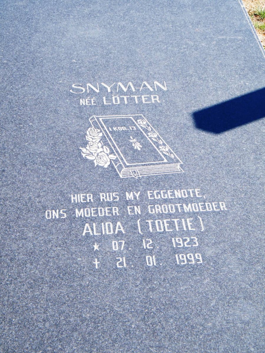 SNYMAN Alida nee LÖTTER 1923-1999