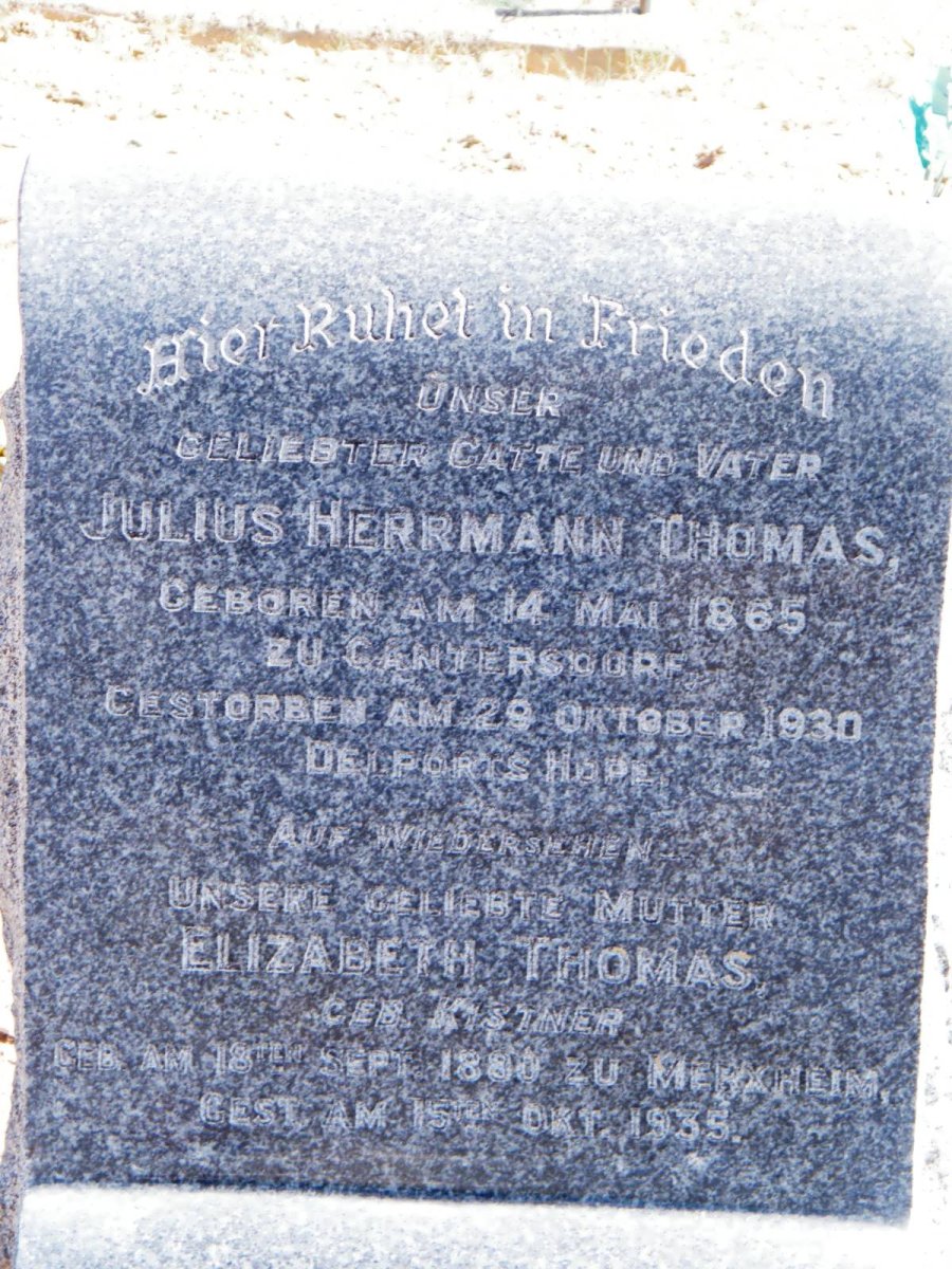 THOMAS Julius Herrmann 1865-1930 &amp; Elizabeth KISTNER 1880-1935