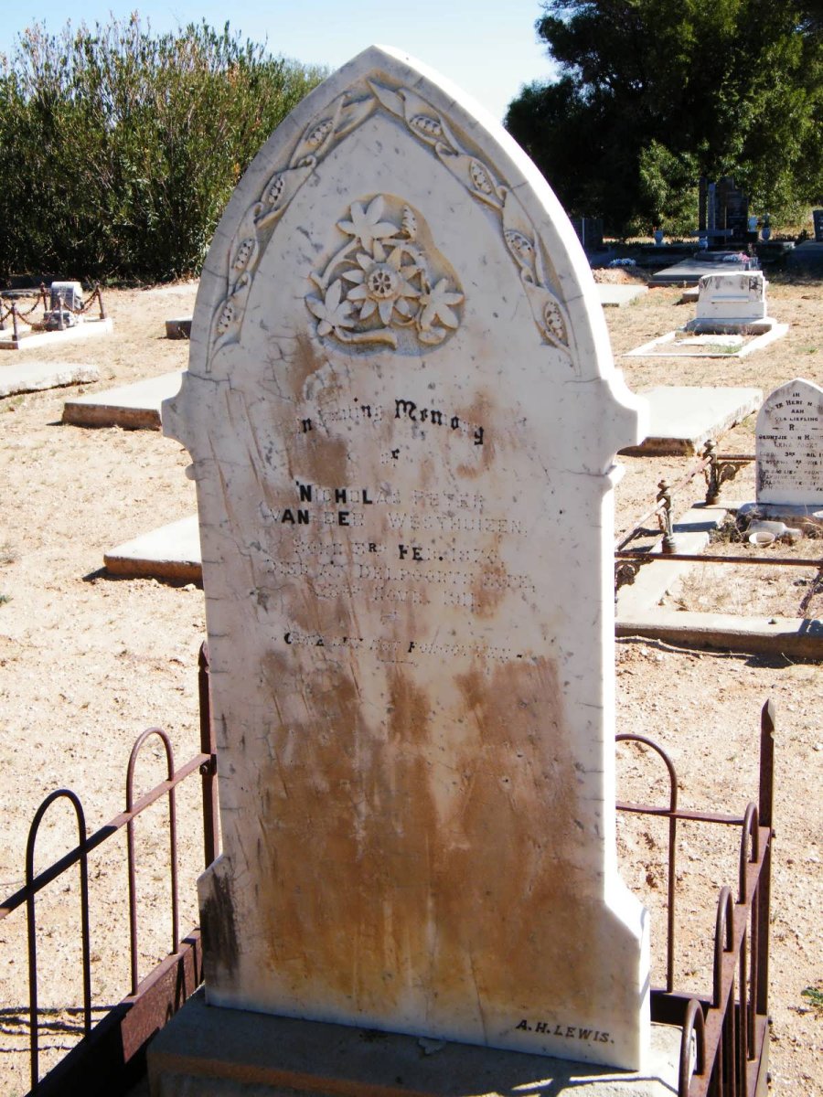 WESTHUIZEN Nicholas Peter, van der 1876-191?