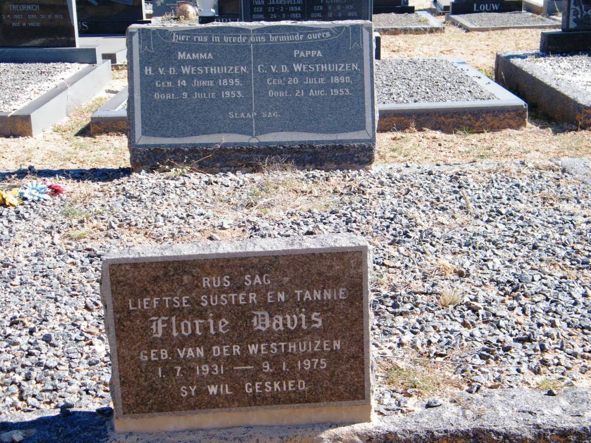 WESTHUIZEN C., v.d. 1890-1953 &amp; H. 1895-1953 :: DAVIS Florie nee VAN DER WESTHUIZEN 1931-1975