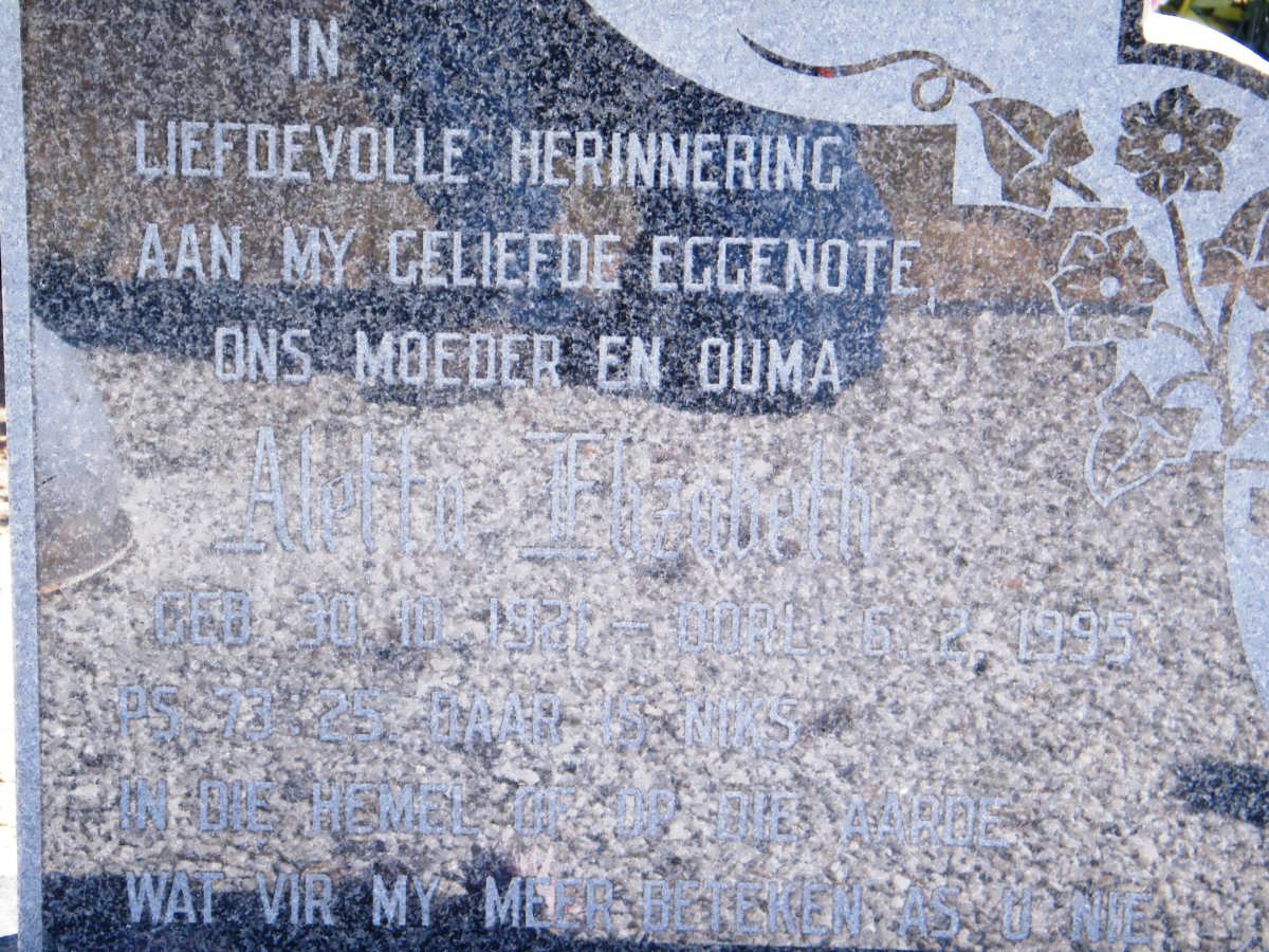 WYK ? ? Cornelius ?, van -1995 &amp; Aletta Elizabeth 1921-1995
