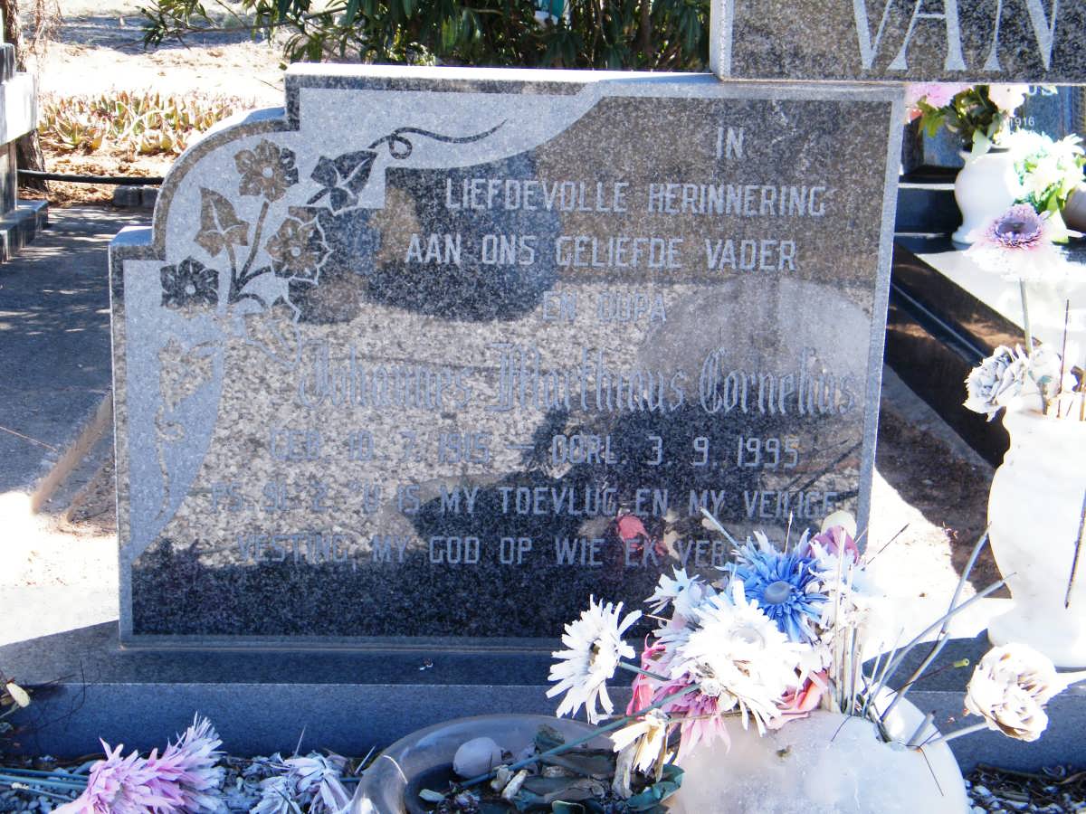 WYK ? ? Cornelius ?, van -1995 &amp; Aletta Elizabeth 1921-1995