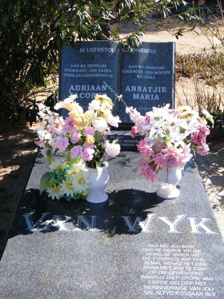 WYK Adriaan Jacobus, van 1916-2008 &amp; Annatjie Maria 1955-