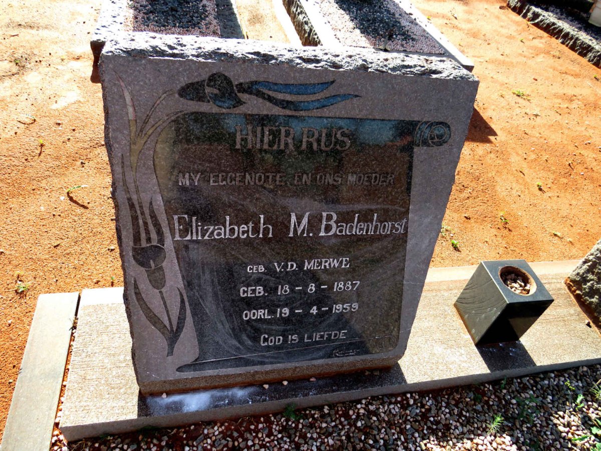 BADENHORST Wessel J. 1887-1971 & Elizabeth M. V.D. MERWE 1887-1959 _2