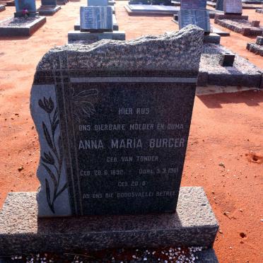 BURGER Anna Maria nee VAN TONDER 1892-1961
