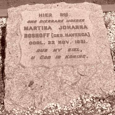 BOSHOFF Martina Johanna nee HAVENGA -1951