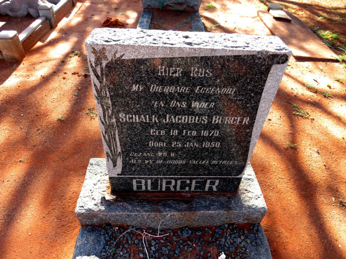 BURGER Schalk Jacobus 1870-1950