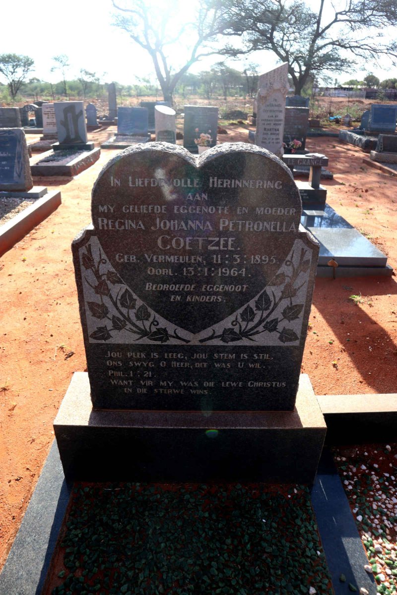 COETZEE Regina Johanna Petronella nee VERMEULEN 1895-1964 