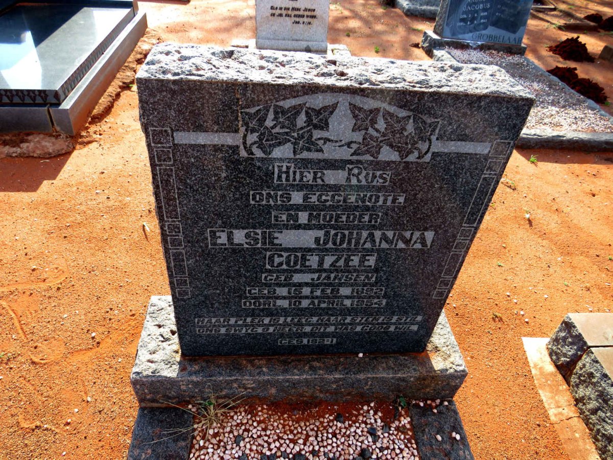 COETZEE Elsie Johanna nee JANSEN 1892-1954