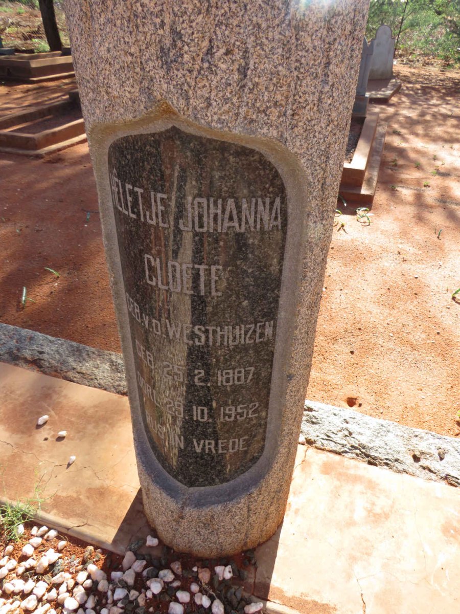 CLOETE Heletje Johanna nee V.D. WESTHUIZEN 1887-1952 _2