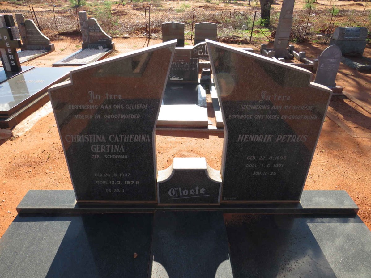 CLOETE Hendrik Petrus 1895-1971 & Christina Catherina Gertina SCHOEMAN 1907-1978 _1