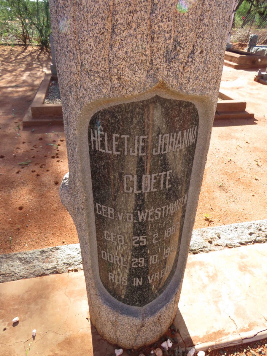 CLOETE Heletje Johanna nee V.D. WESTHUIZEN 1887-1952 _1