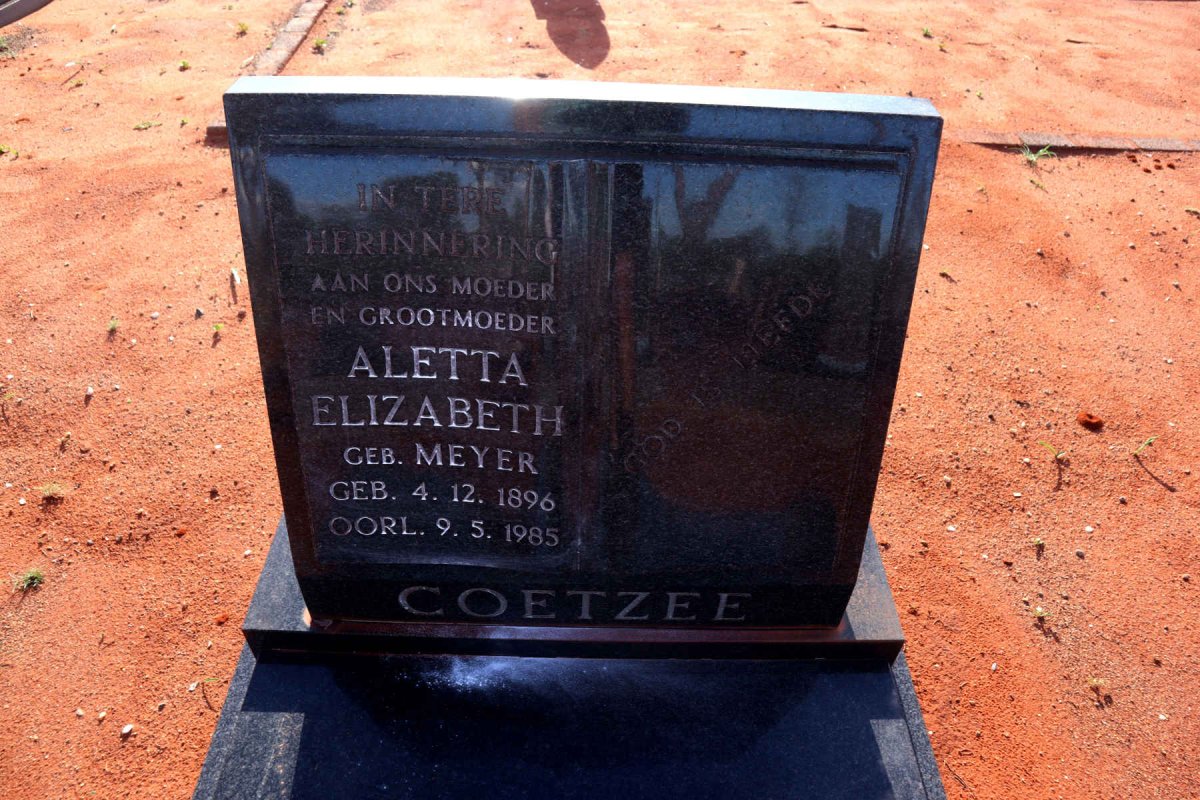 COETZEE Aletta Elizabeth nee MEYER 1896-1985