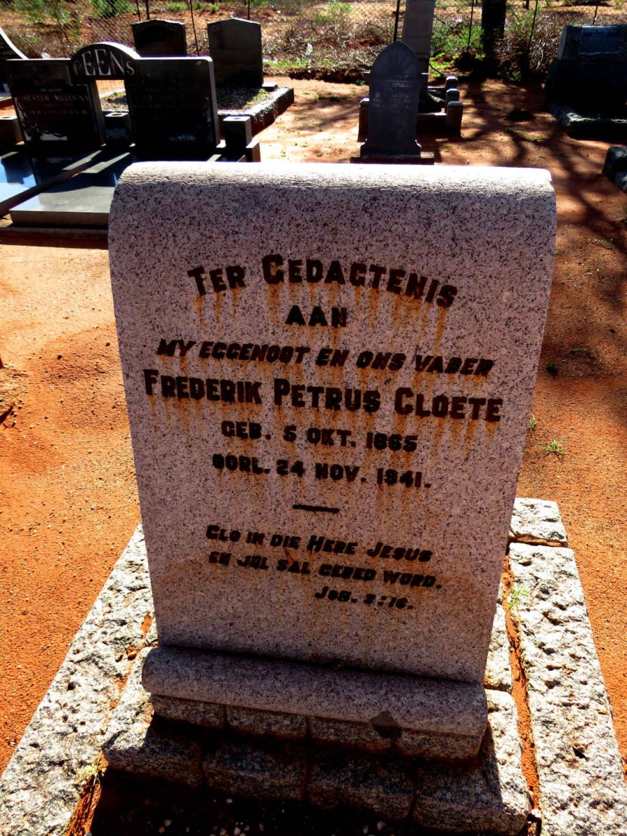CLOETE Frederik Petrus 1865-1941
