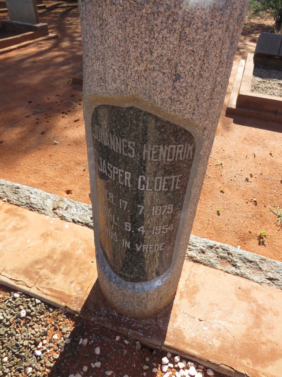CLOETE Johannes Hendrik Jasper 1879-1954