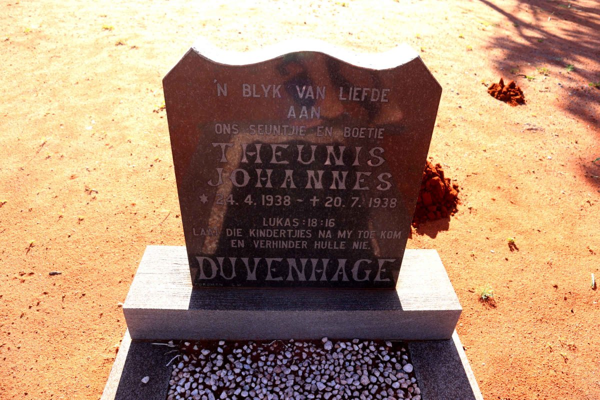 DUVENHAGE Theunis Johannes 1938-1938