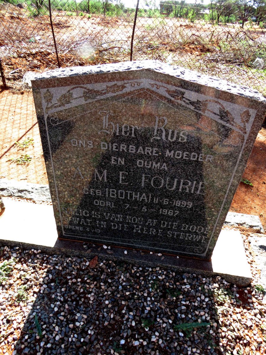 FOURIE A.M.E. nee BOTHA 1899-1967