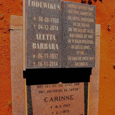 FAUL Lodewikus 1930-2014 & Aletta Barbara 1937-2014 :: FAUL Carinne 1963-1970