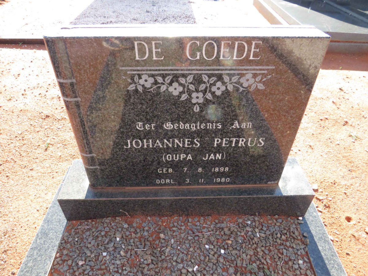 GOEDE Johannes Petrus, de 1898-1980