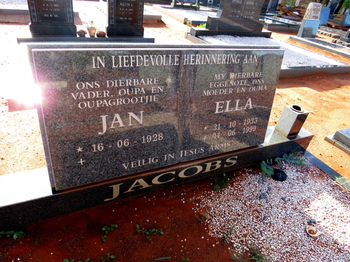JACOBS Jan 1928- & Ella 1933-1999 