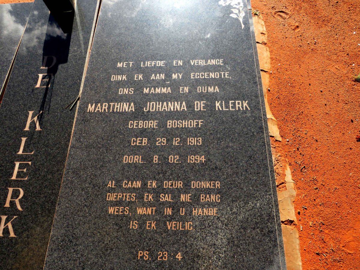 KLERK Petrus Willem, de 1920-2004 & Marthina Johanna BOSHOFF 1913-1994 _1
