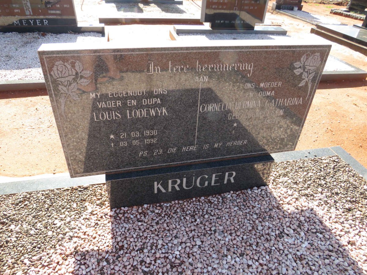 KRUGER Louis Lodewyk 1930-1992 & Cornelia Hermina Catharina CORNELESEN 1933-