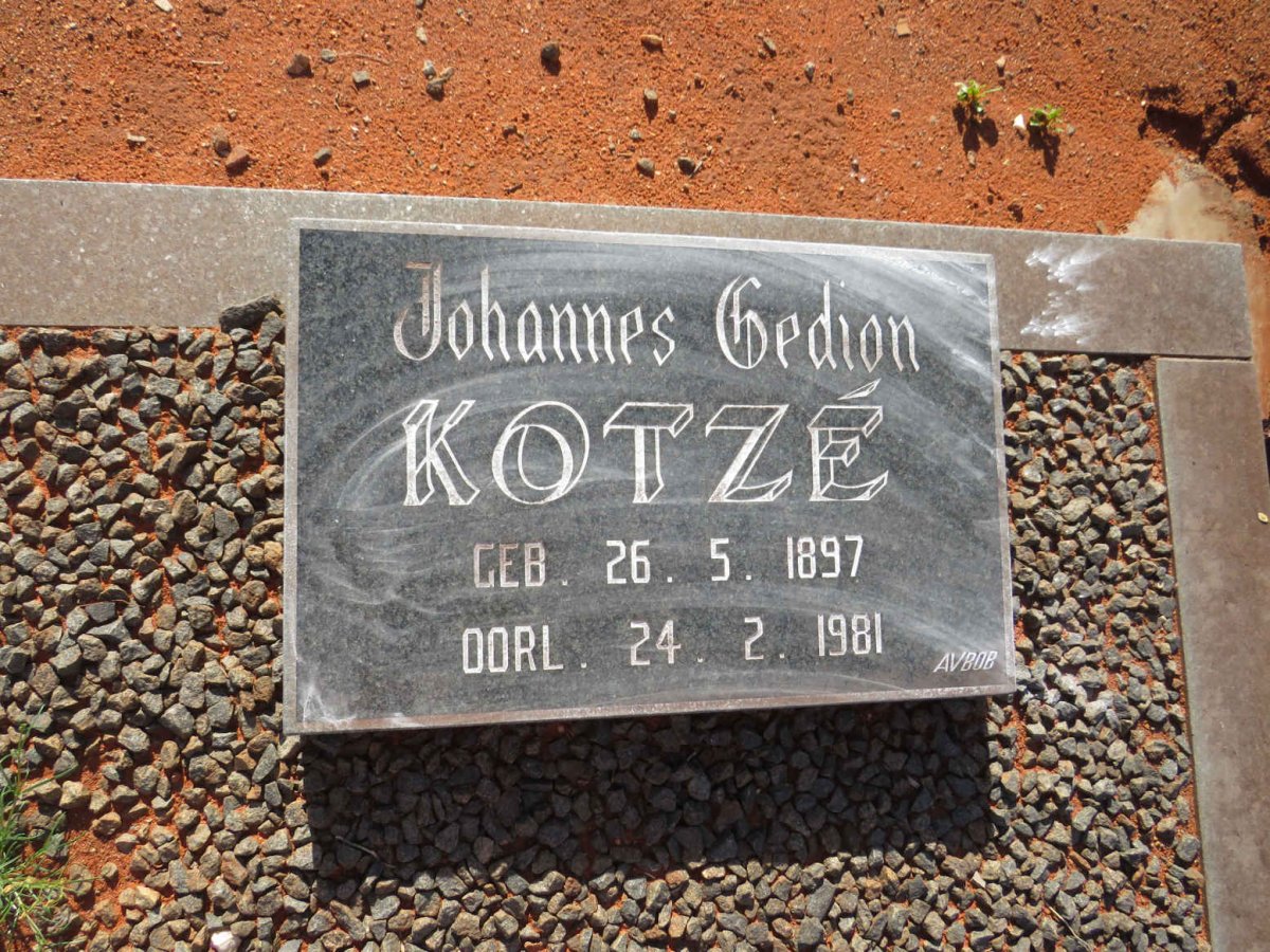 KOTZE Johannes Gedion 1897-1981