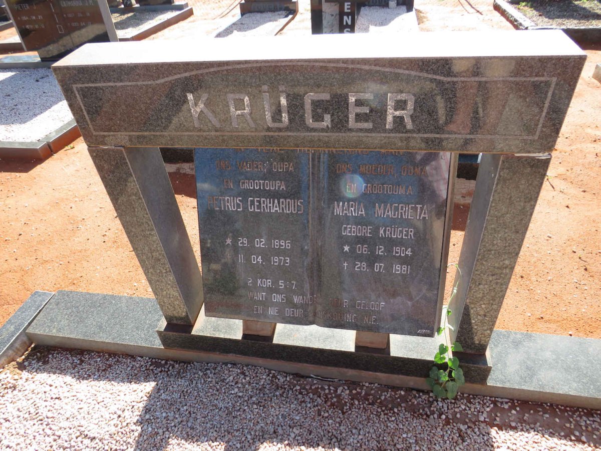 KRUGER Petrus Gerhardus 1896-1973 & Maria Magrieta KRUGER 1904-1981