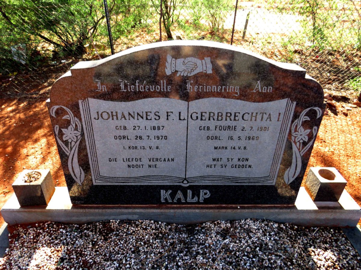 KALP Johannes F.L. 1887-1970 & Gerbrechta I. FOURIE 1901-1969