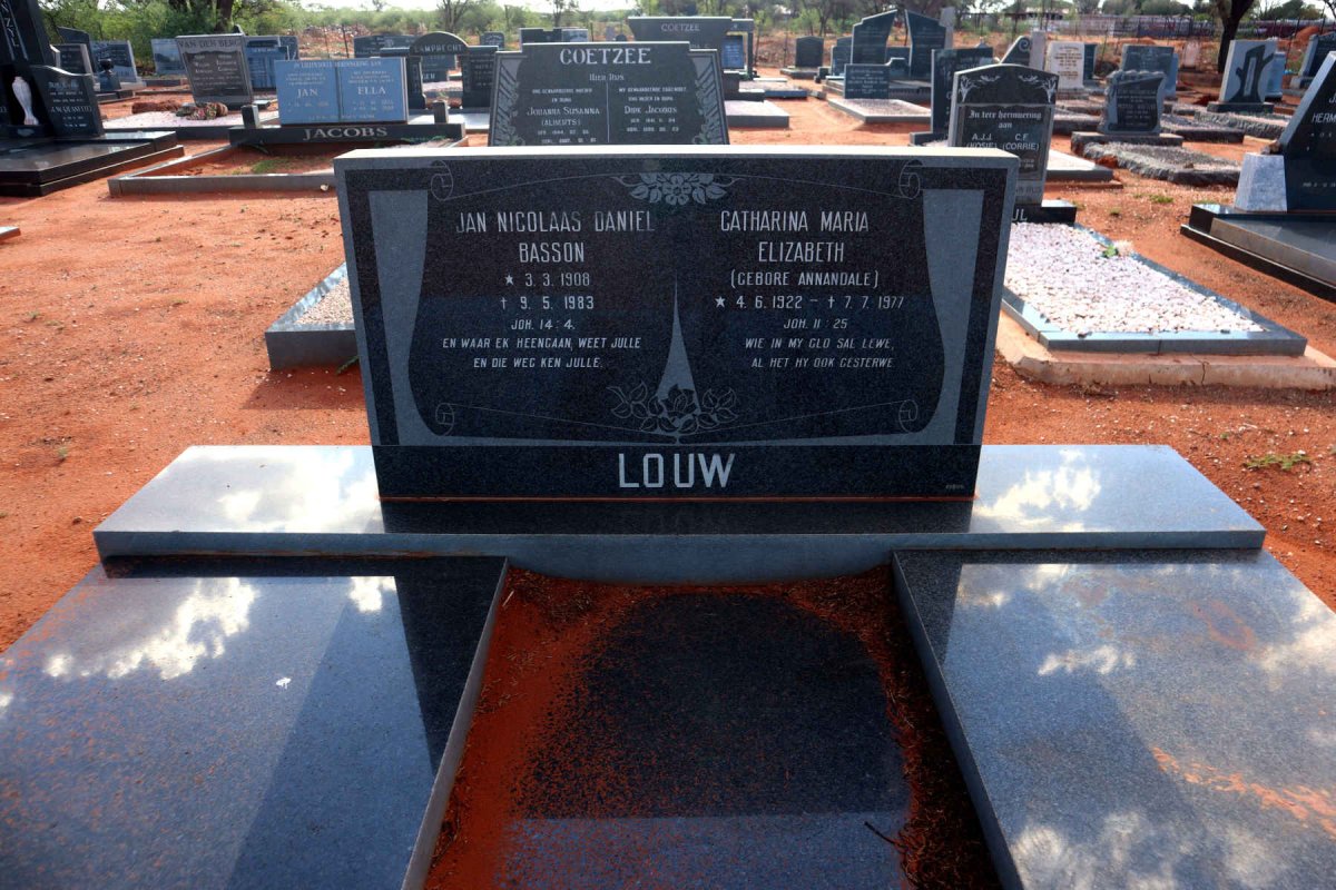 LOUW Jan Nicolaas Daniel Basson 1908-1983 & Catharina Maria Elizabeth ANNANDALE 1922-1977