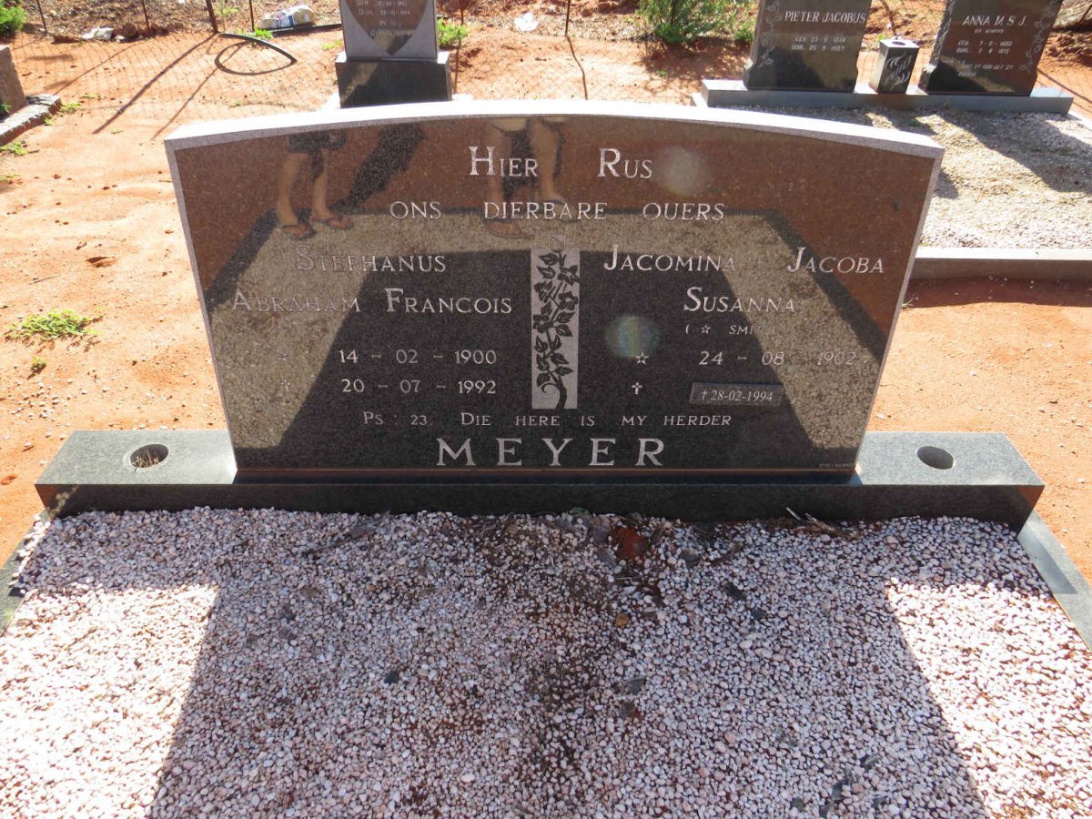 MEYER Stephanus Abraham Francois 1900-1992 & Jacomina Jacoba Susanna SMIT 1902-1994 
