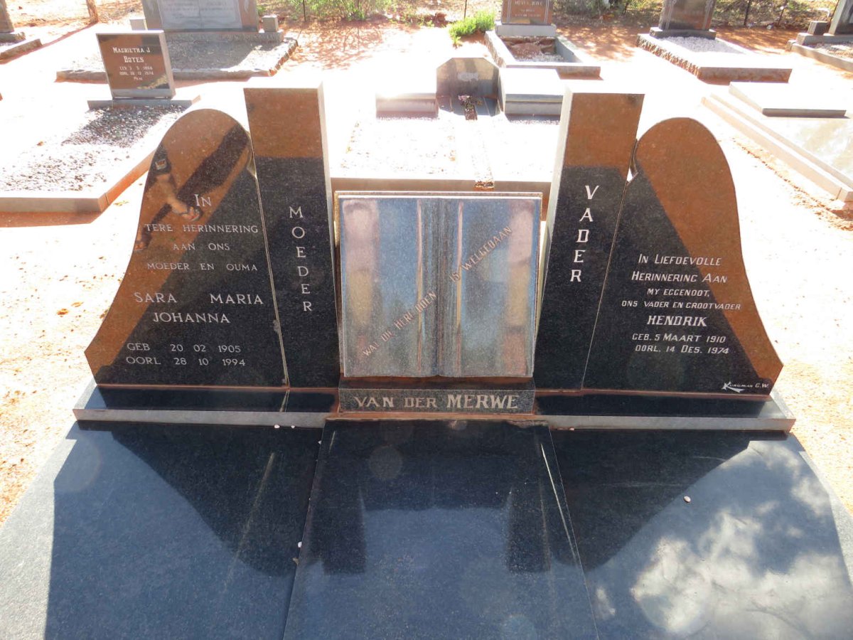 MERWE Hendrik, van der 1910-1974 & Sara Maria Johanna 1905-1994 
