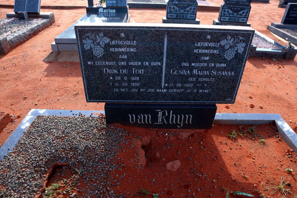 RHYN Dirk du Toit, van 1926-1990 & Gesina Maria Susanna SCHOLTZ 1920-