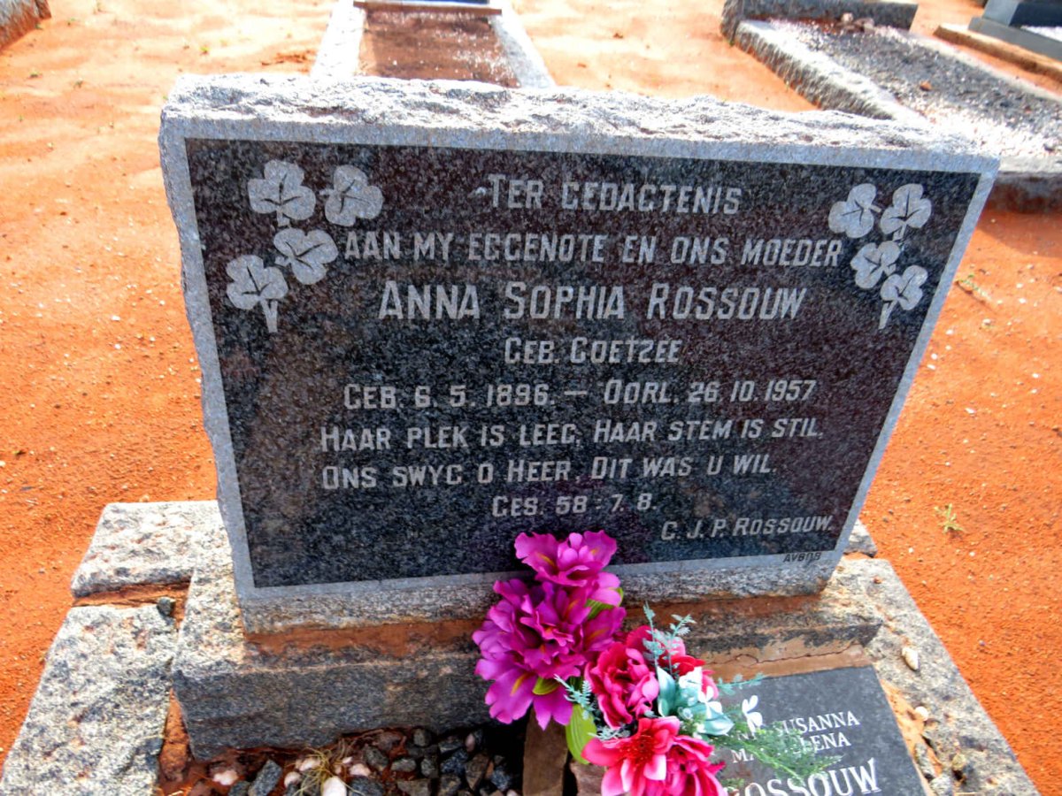 ROSSOUW Anna Sophia nee COETZEE 1896-1957 :: ROSSOUW Annie Susanna Magdelena 1938-2017 _1