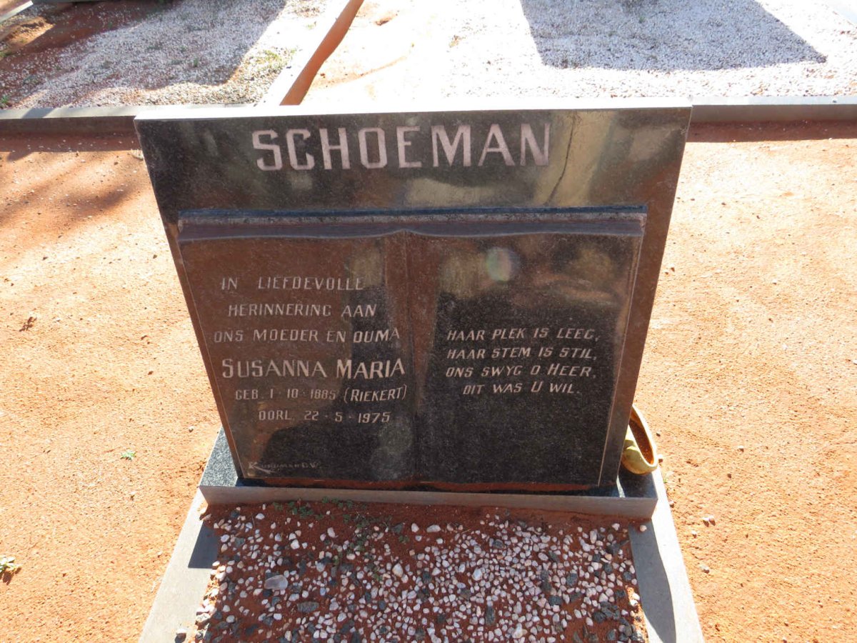 SCHOEMAN Susanna Maria nee RIEKERT 1885-1975
