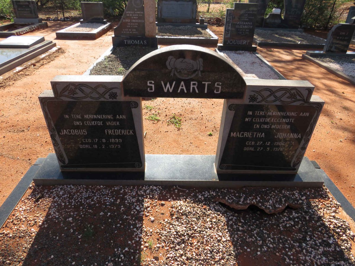 SWARTS Jacobus Frederick 1899-1979 & Magrietha Johanna 1906-1976 